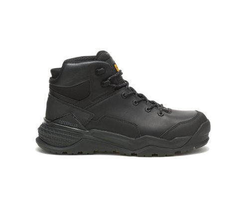 Black Caterpillar CAT Provoke Mid Waterproof Alloy Toe Men's Work Boots | CAT-857DK