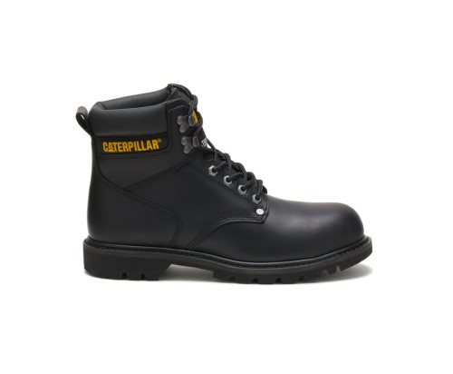 Black Caterpillar CAT Second Shift Steel Toe Men's Work Boots | CAT-081GM