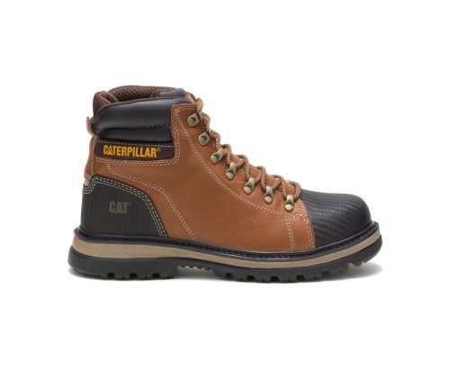 Brown / Black Caterpillar CAT Foxfield Steel Toe Men's Work Boots | CAT-176NU