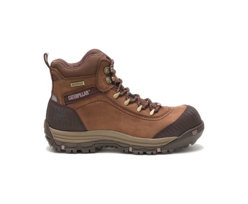 Brown Caterpillar CAT Ally Waterproof Composite Toe Women's Work Boots | CAT-513ZI