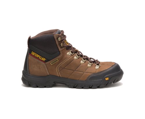 Brown Caterpillar CAT Threshold Waterproof Men's Work Boots | CAT-758XL