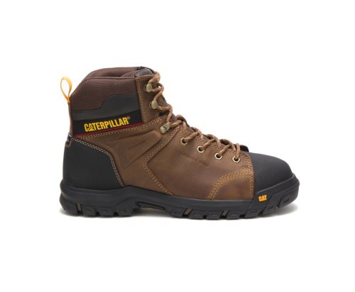 Brown Caterpillar CAT Wellspring Waterproof Metatarsal Guard Steel Toe Men's Work Boots | CAT-516KO