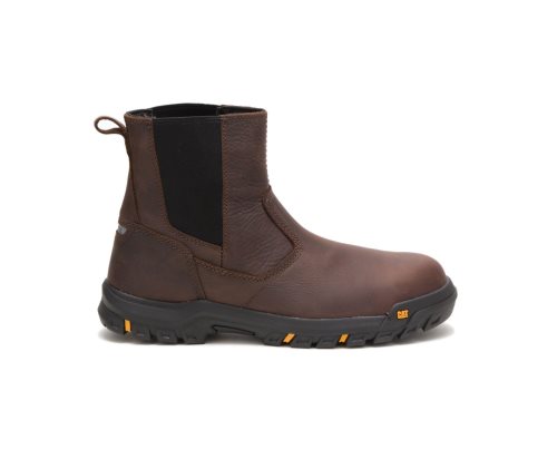 Brown / Red Caterpillar CAT Wheelbase Steel Toe Men's Work Boots | CAT-806OU