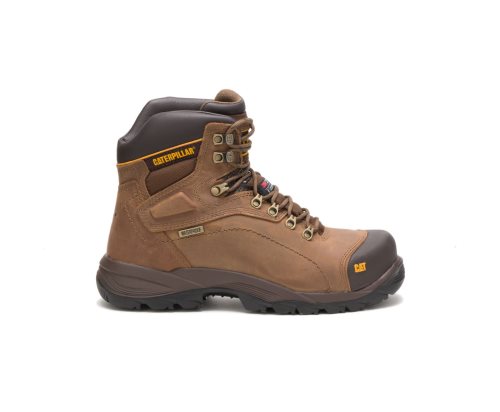 Dark Beige Caterpillar CAT Diagnostic Hi Waterproof Thinsulate™ Steel Toe Men's Work Boots | CAT-752TD