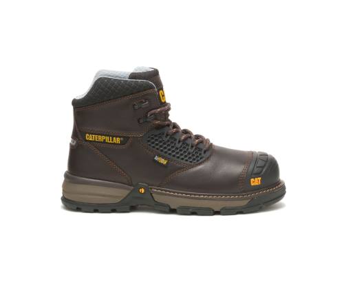 Dark Brown Caterpillar CAT Excavator Superlite Cool Carbon Composite Toe Men's Work Boots | CAT-784KO