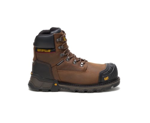 Dark Brown Caterpillar CAT Excavator XL 6" Waterproof Composite Toe Men's Work Boots | CAT-049HF