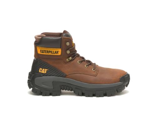 Dark Brown Caterpillar CAT Invader Hi Steel Toe Men's Work Boots | CAT-803KO