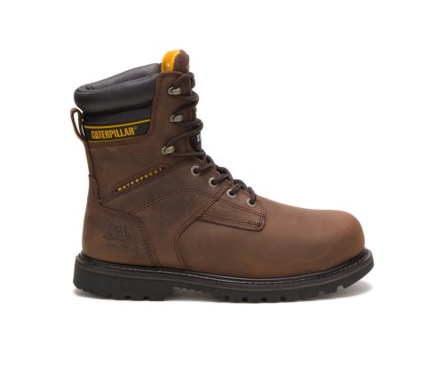 Dark Brown Caterpillar CAT Salvo 8" Waterproof Steel Toe Thinsulate™ Men's Work Boots | CAT-697NK