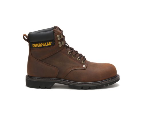 Dark Brown Caterpillar CAT Second Shift Steel Toe Men's Work Boots | CAT-381OZ