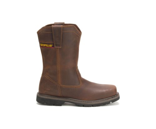 Dark Brown Caterpillar CAT Wellston Pull On Steel Toe Men's Work Boots | CAT-348OV