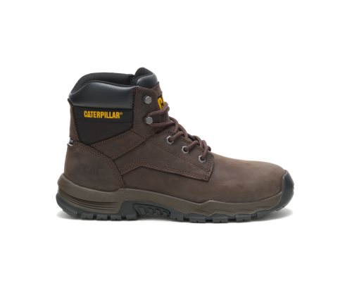 Dark Chocolate Caterpillar CAT Upholder Waterproof Steel Toe Men's Work Boots | CAT-486WF