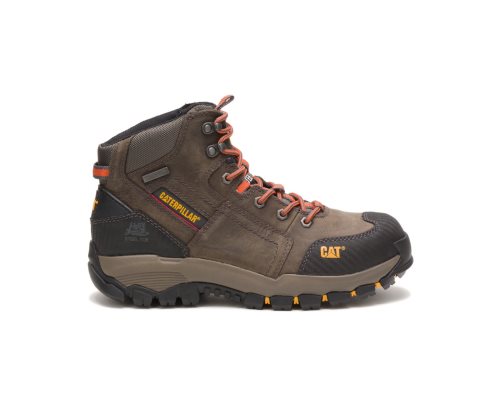 Dark Grey Caterpillar CAT Navigator Mid Waterproof Steel Toe Men's Work Boots | CAT-036ZR