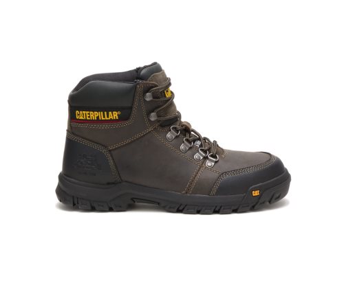 Dark Grey Caterpillar CAT Outline Steel Toe Men's Work Boots | CAT-476CD