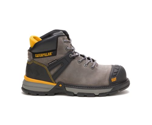 Grey / Black Caterpillar CAT Excavator Superlite Waterproof Nano Toe Men's Work Boots | CAT-960BK