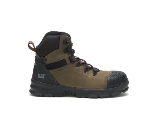 Olive / Black Caterpillar CAT Accomplice X Waterproof Steel Toe Men's Work Boots | CAT-549JO