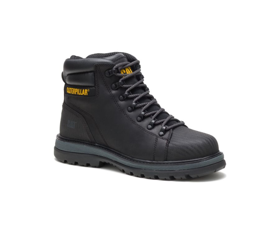 Black Caterpillar CAT Foxfield Steel Toe Men's Work Boots | CAT-869XA