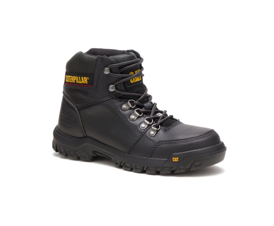 Black Caterpillar CAT Outline Steel Toe Men's Work Boots | CAT-259RM