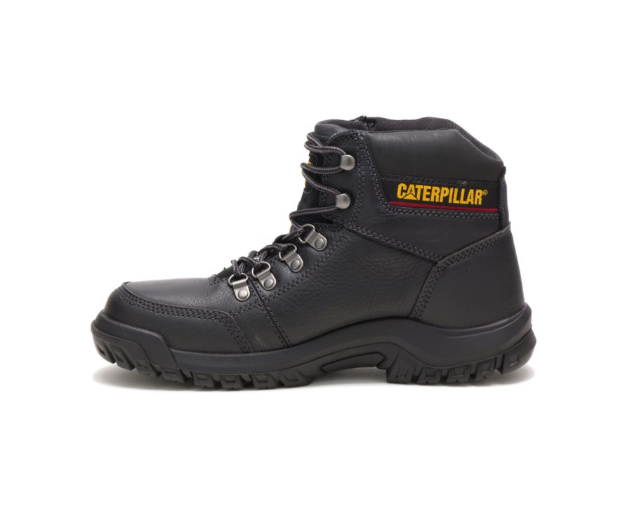 Black Caterpillar CAT Outline Steel Toe Men's Work Boots | CAT-259RM