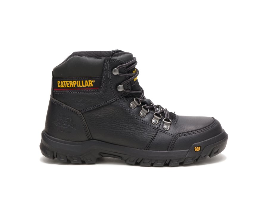 Black Caterpillar CAT Outline Steel Toe Men\'s Work Boots | CAT-259RM