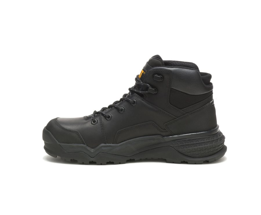 Black Caterpillar CAT Provoke Mid Waterproof Alloy Toe Men's Work Boots | CAT-857DK