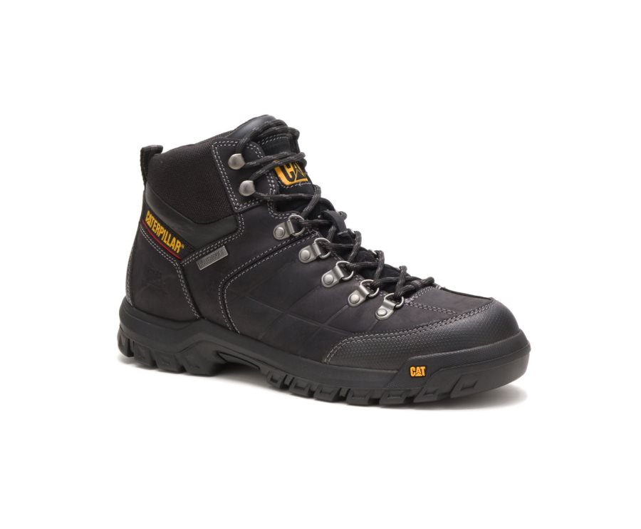 Black Caterpillar CAT Threshold Waterproof Men's Work Boots | CAT-428TU