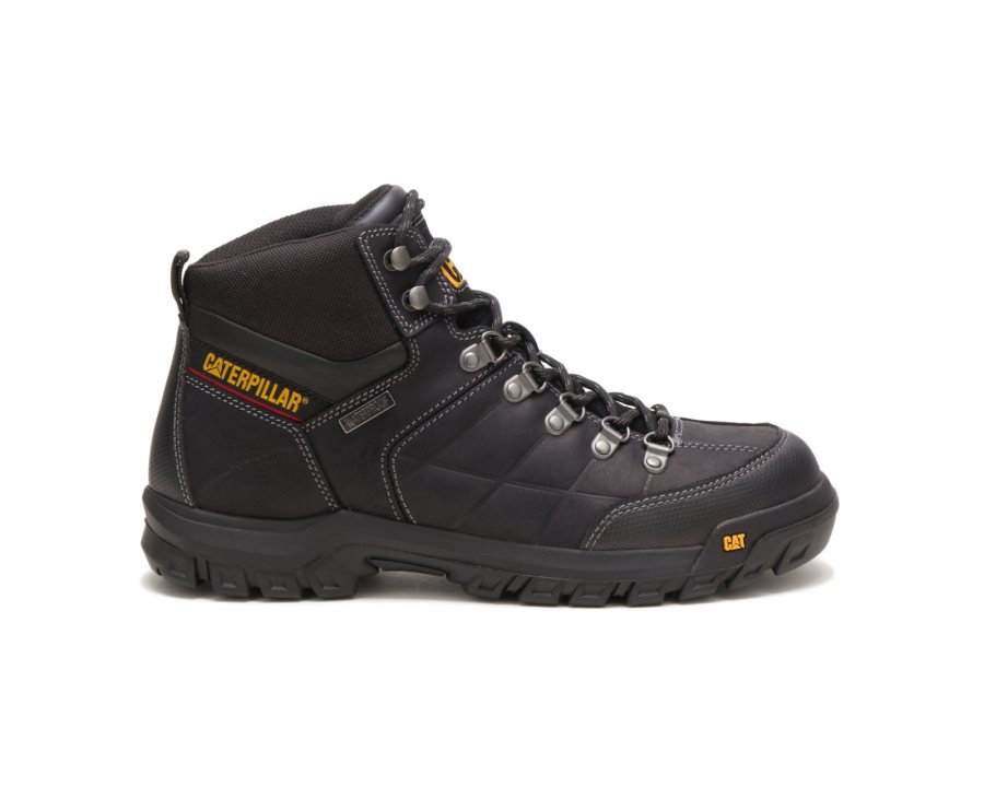 Black Caterpillar CAT Threshold Waterproof Men\'s Work Boots | CAT-428TU