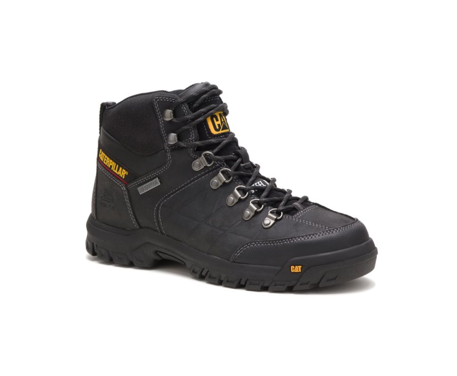 Black Caterpillar CAT Threshold Waterproof Steel Toe Men's Work Boots | CAT-712JO