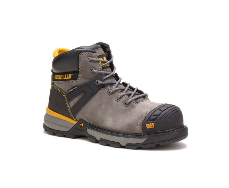 Blue / Grey Caterpillar CAT Excavator Superlite Waterproof Carbon Composite Toe Men's Work Boots | CAT-801KO