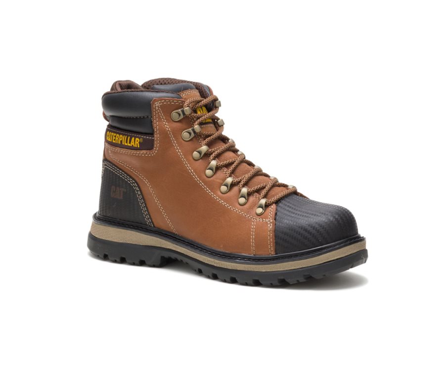 Brown / Black Caterpillar CAT Foxfield Steel Toe Men's Work Boots | CAT-176NU