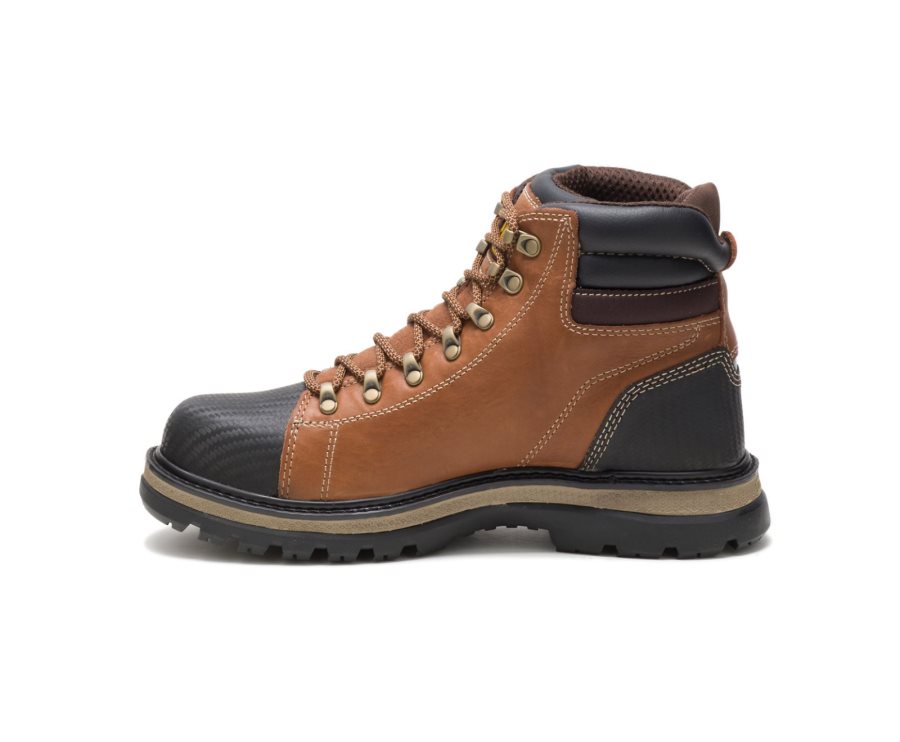 Brown / Black Caterpillar CAT Foxfield Steel Toe Men's Work Boots | CAT-176NU