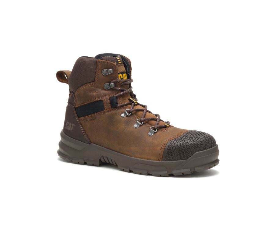 Brown Caterpillar CAT Accomplice X Waterproof Steel Toe Men's Work Boots | CAT-128FX