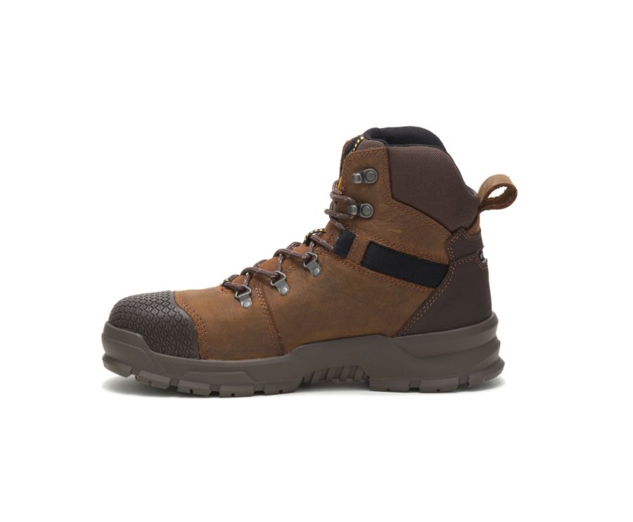 Brown Caterpillar CAT Accomplice X Waterproof Steel Toe Men's Work Boots | CAT-128FX