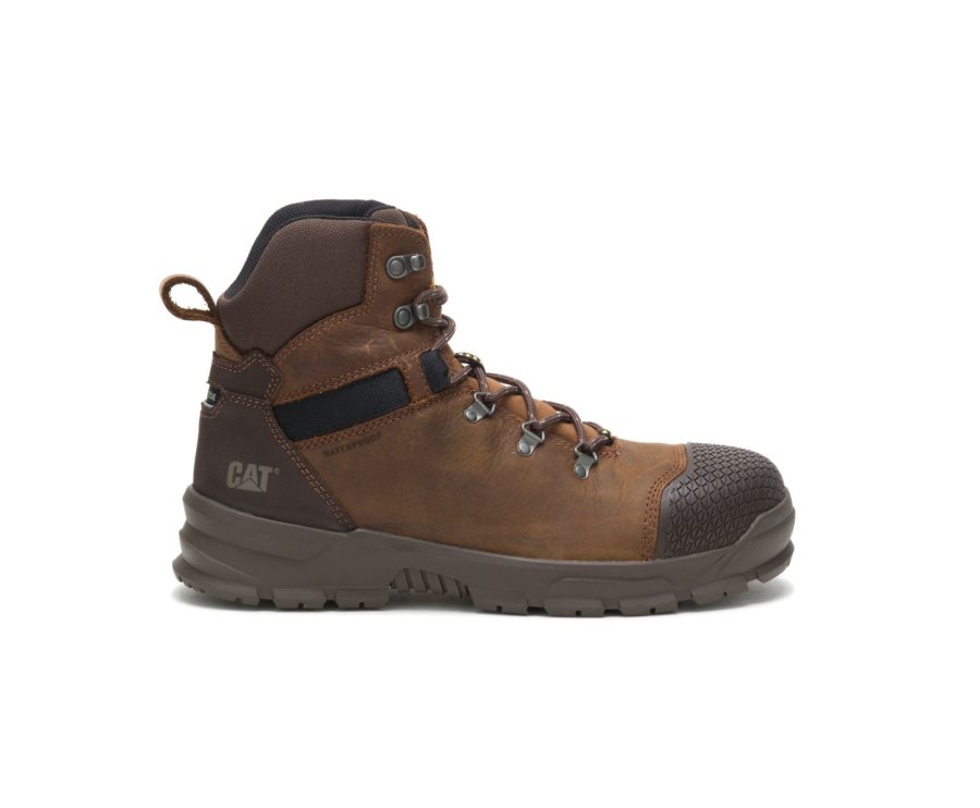 Brown Caterpillar CAT Accomplice X Waterproof Steel Toe Men\'s Work Boots | CAT-128FX