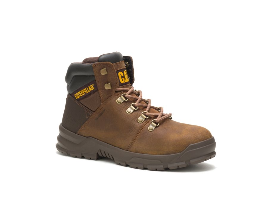 Brown Caterpillar CAT Charge Waterproof Alloy Toe Men's Work Boots | CAT-027EC