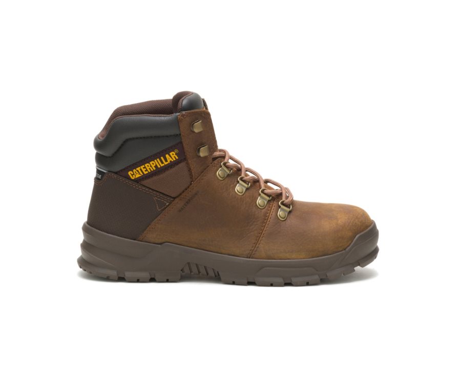 Brown Caterpillar CAT Charge Waterproof Alloy Toe Men\'s Work Boots | CAT-027EC