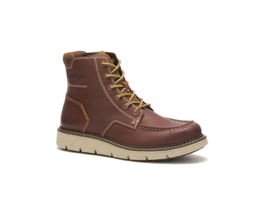 Brown Caterpillar CAT Covert Men's Work Boots | CAT-849KO