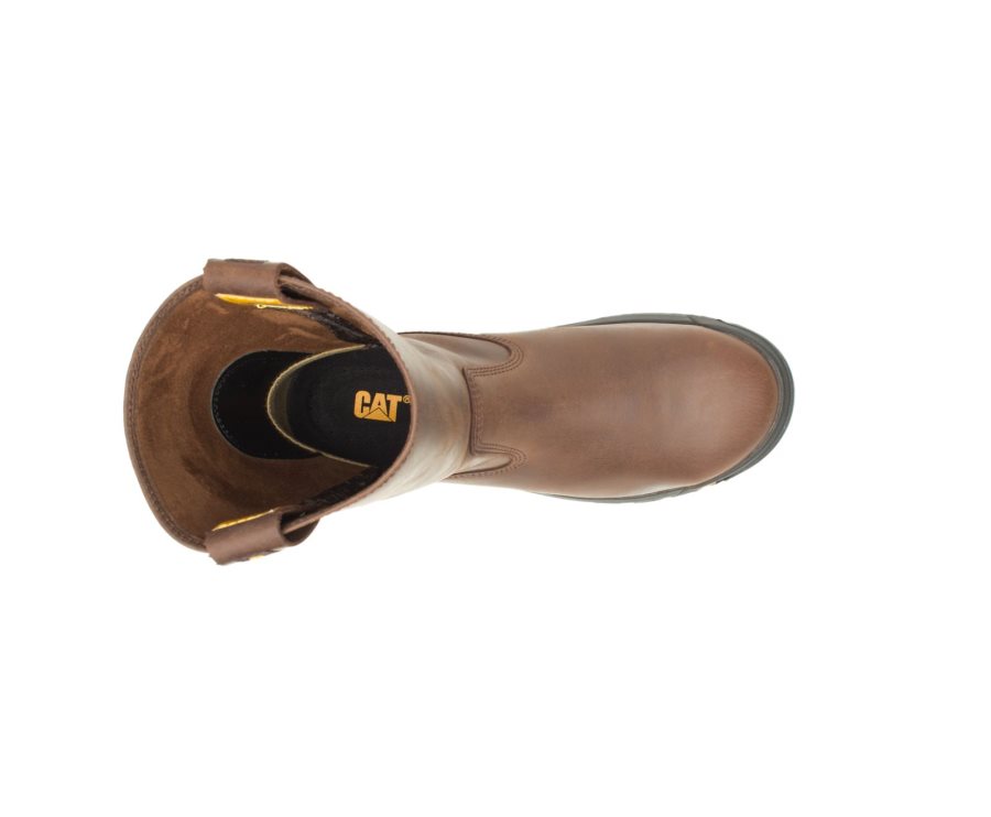 Brown Caterpillar CAT Drawbar Steel Toe Men's Work Boots | CAT-295CT