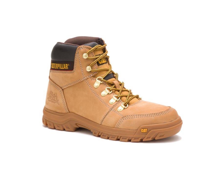 Brown Caterpillar CAT Outline Men's Work Boots | CAT-472RH