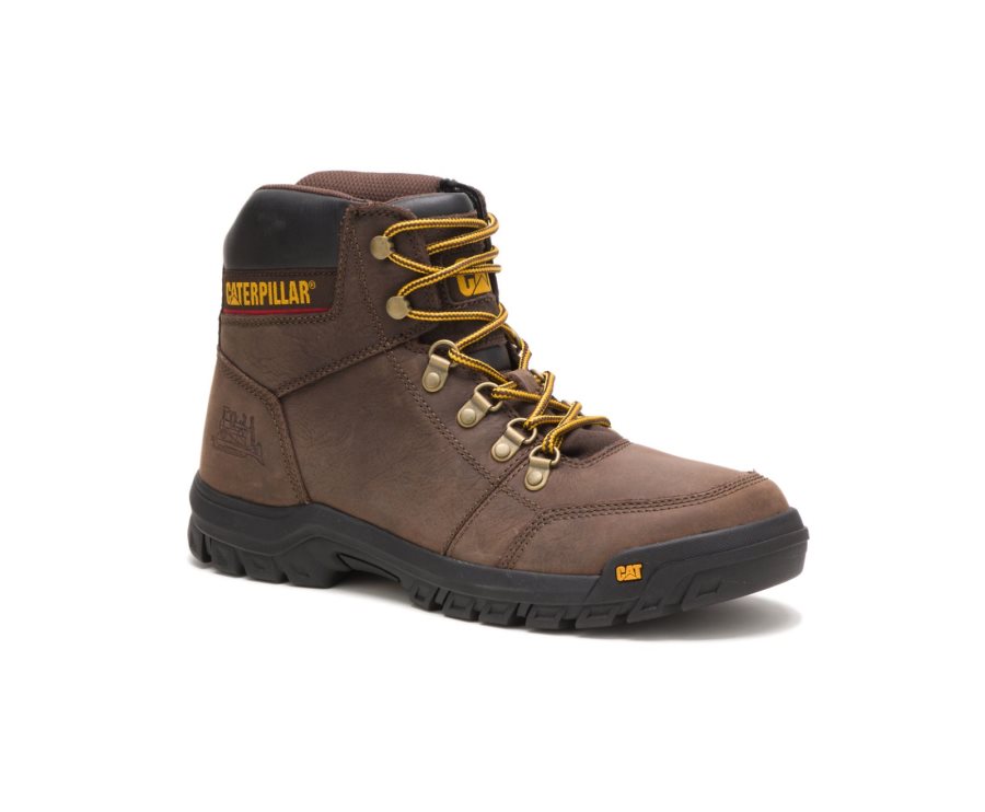 Brown Caterpillar CAT Outline Men's Work Boots | CAT-481QZ