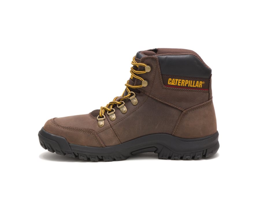 Brown Caterpillar CAT Outline Men's Work Boots | CAT-481QZ