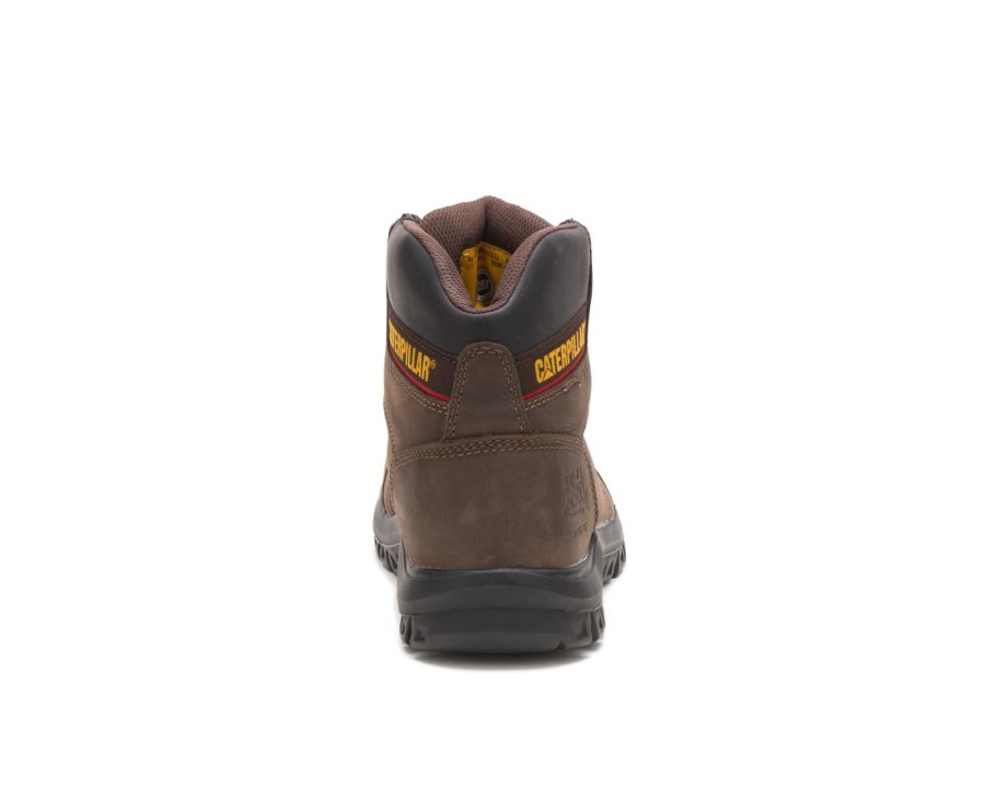 Brown Caterpillar CAT Outline Steel Toe Men's Work Boots | CAT-483WG