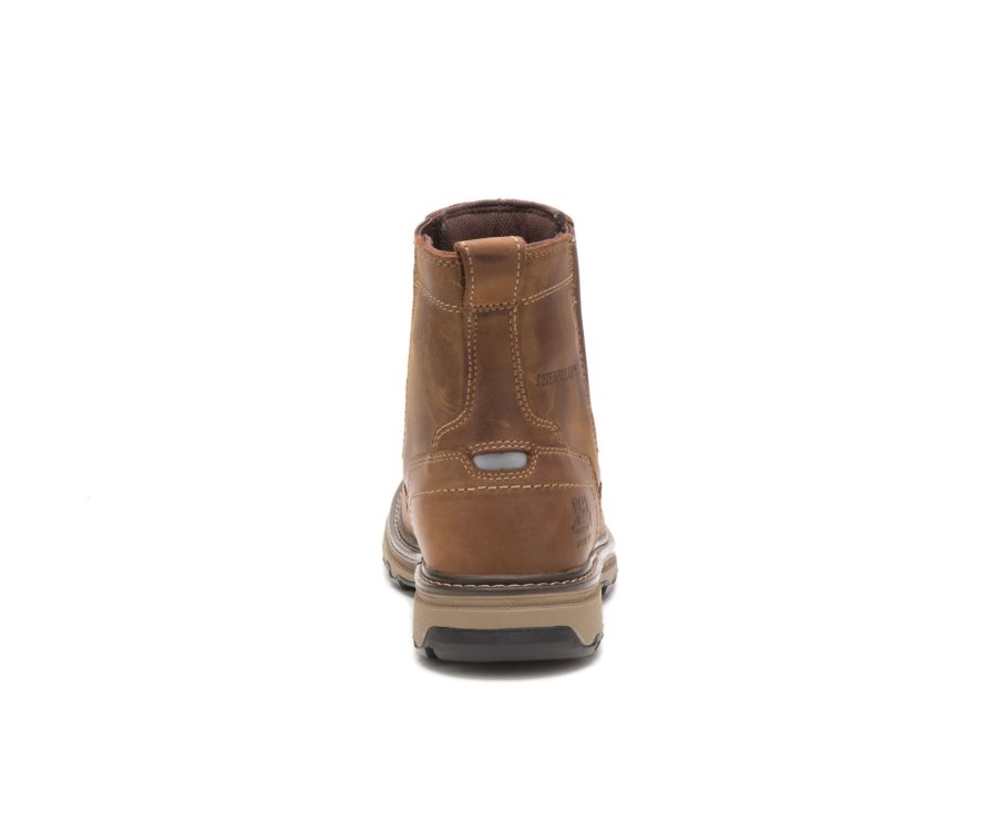 Brown Caterpillar CAT Pelton Steel Toe Men's Work Boots | CAT-730NS