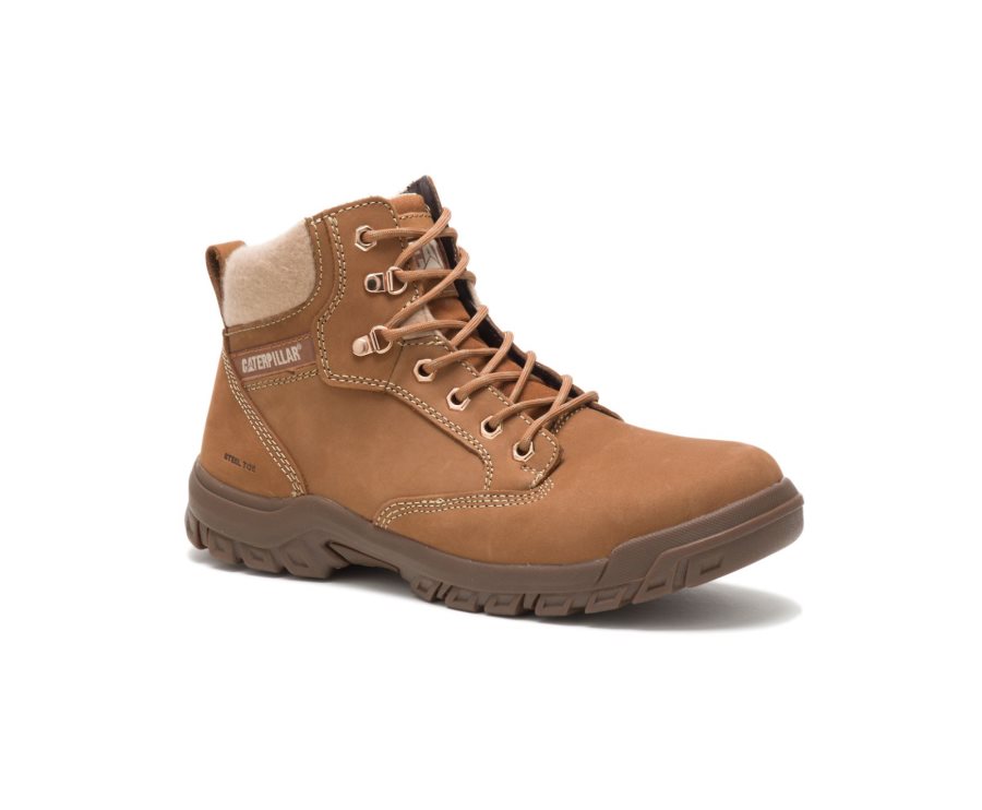 Brown Caterpillar CAT Tess Steel Toe Women's Work Boots | CAT-842LD