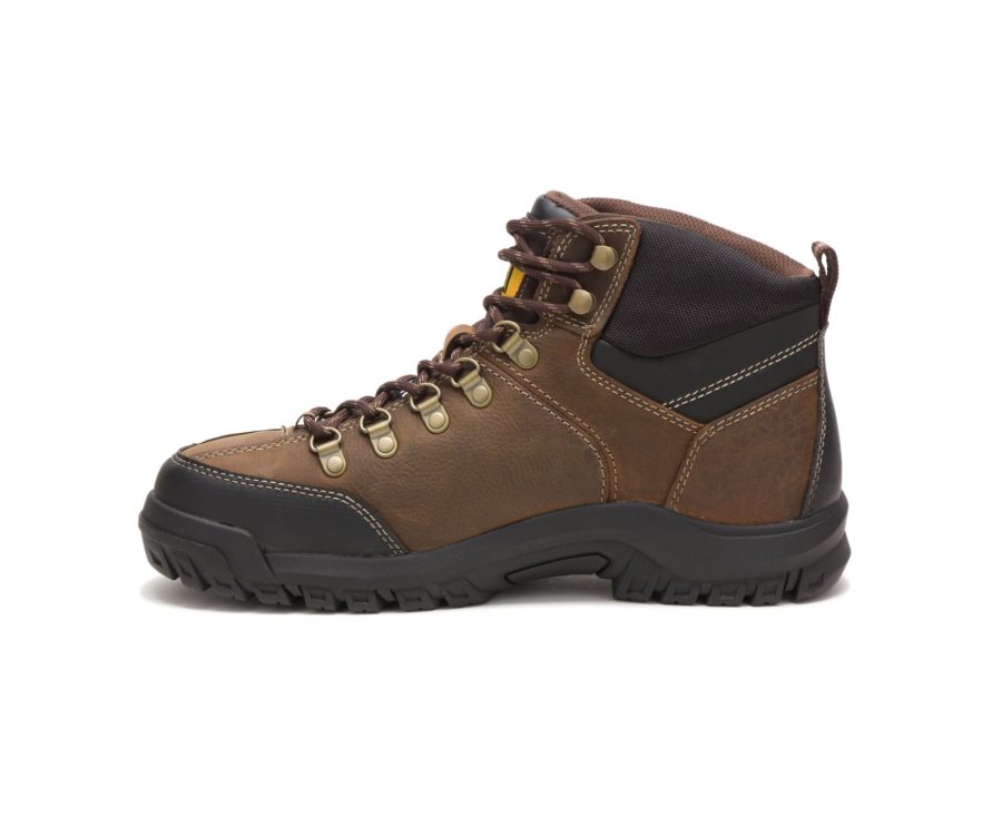 Brown Caterpillar CAT Threshold Waterproof Steel Toe Men's Work Boots | CAT-103NR