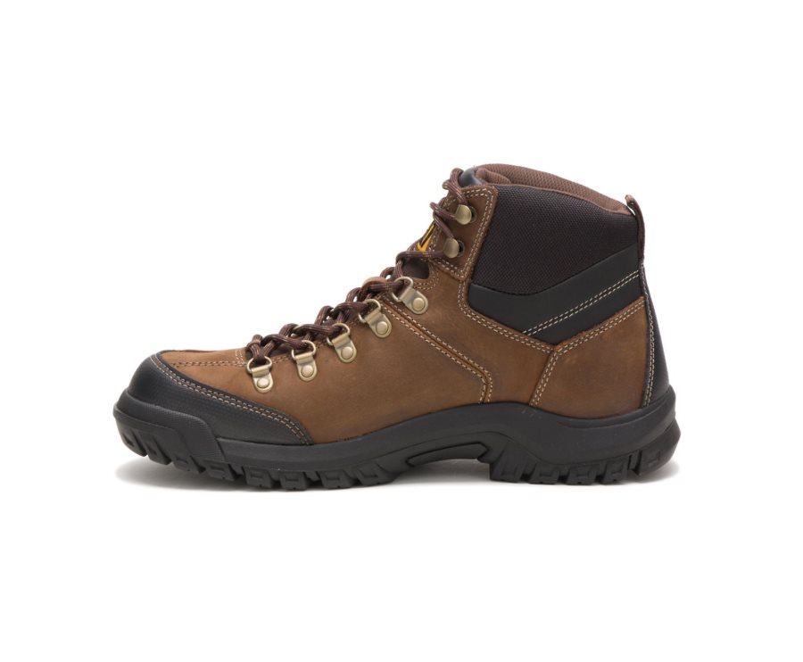 Brown Caterpillar CAT Threshold Waterproof Men's Work Boots | CAT-758XL