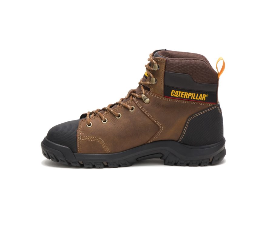 Brown Caterpillar CAT Wellspring Waterproof Metatarsal Guard Steel Toe Men's Work Boots | CAT-516KO