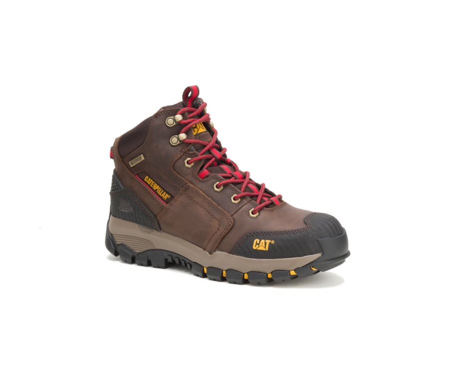 Brown / Red Caterpillar CAT Navigator Waterproof Men's Work Boots | CAT-367GY