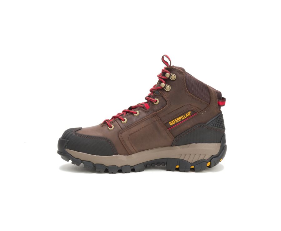 Brown / Red Caterpillar CAT Navigator Waterproof Men's Work Boots | CAT-367GY