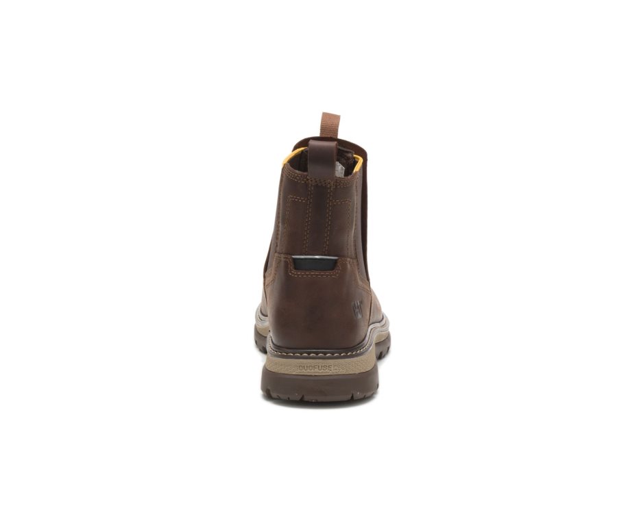 Coffee Caterpillar CAT Fairbanks Chelsea Men's Work Boots | CAT-645HZ