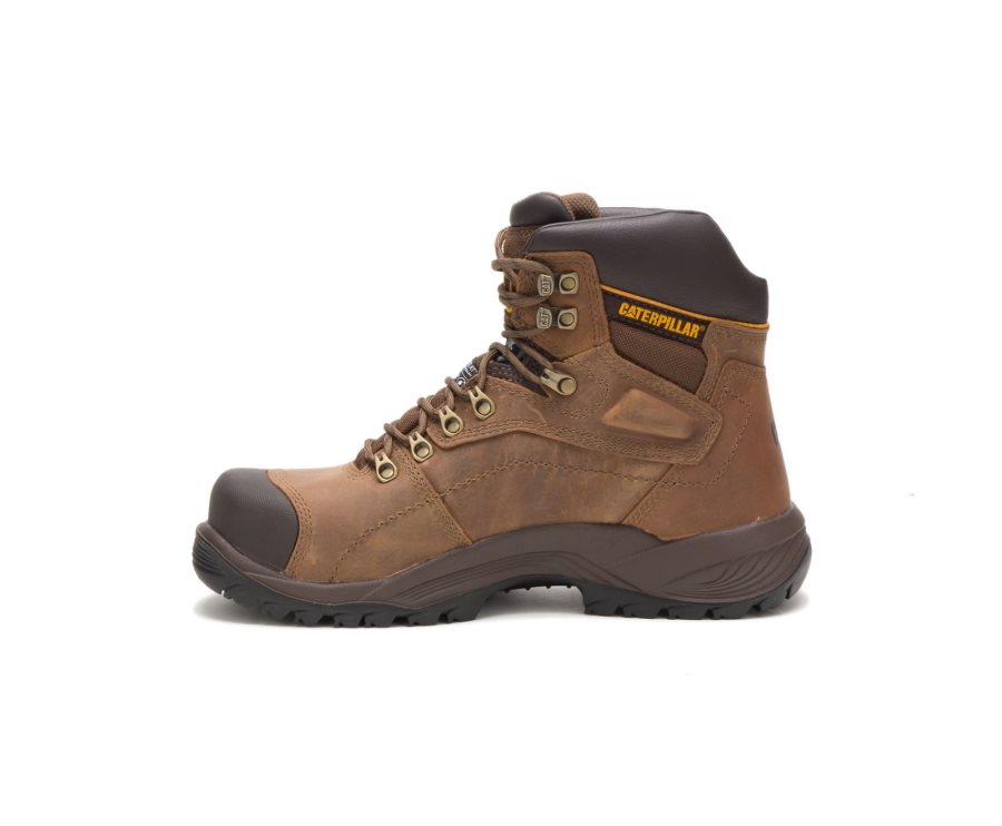 Dark Beige Caterpillar CAT Diagnostic Hi Waterproof Thinsulate™ Steel Toe Men's Work Boots | CAT-752TD